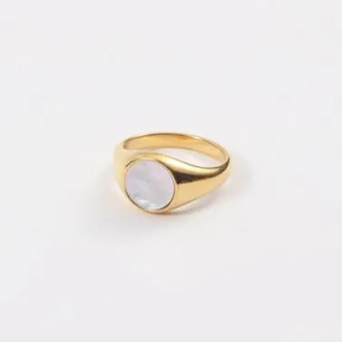 18K Gold-Filled Round Shell Ring