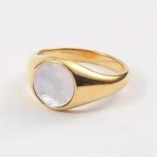 18K Gold-Filled Round Shell Ring