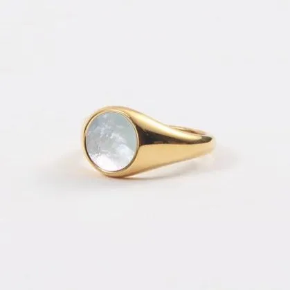 18K Gold-Filled Round Shell Ring