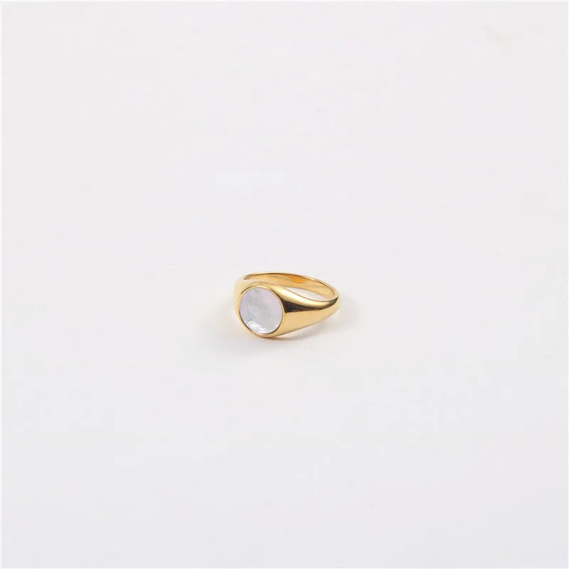 18K Gold-Filled Round Shell Ring