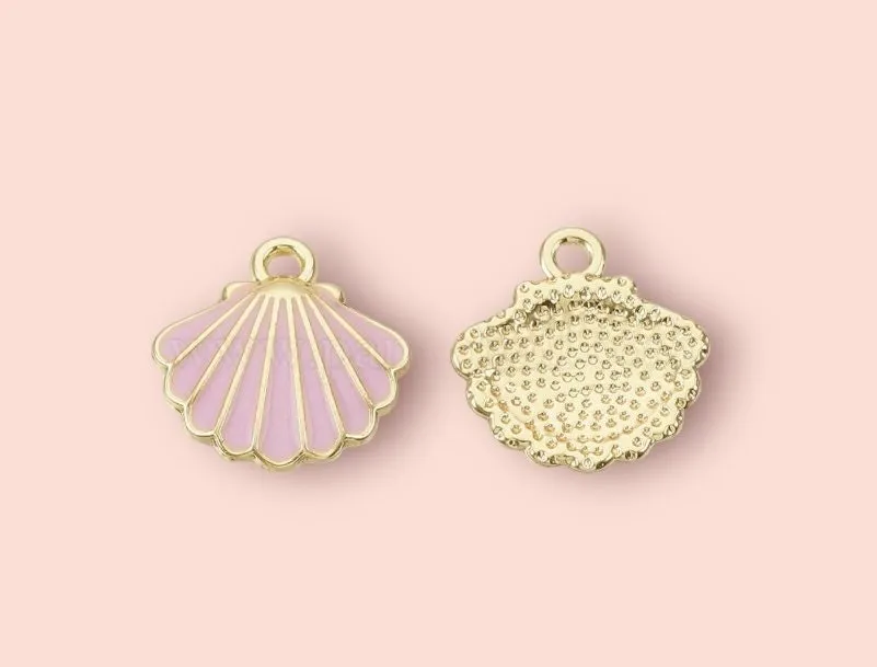 18K Gold Plated Pink Scallop Shell Huggies Hoop Earrings