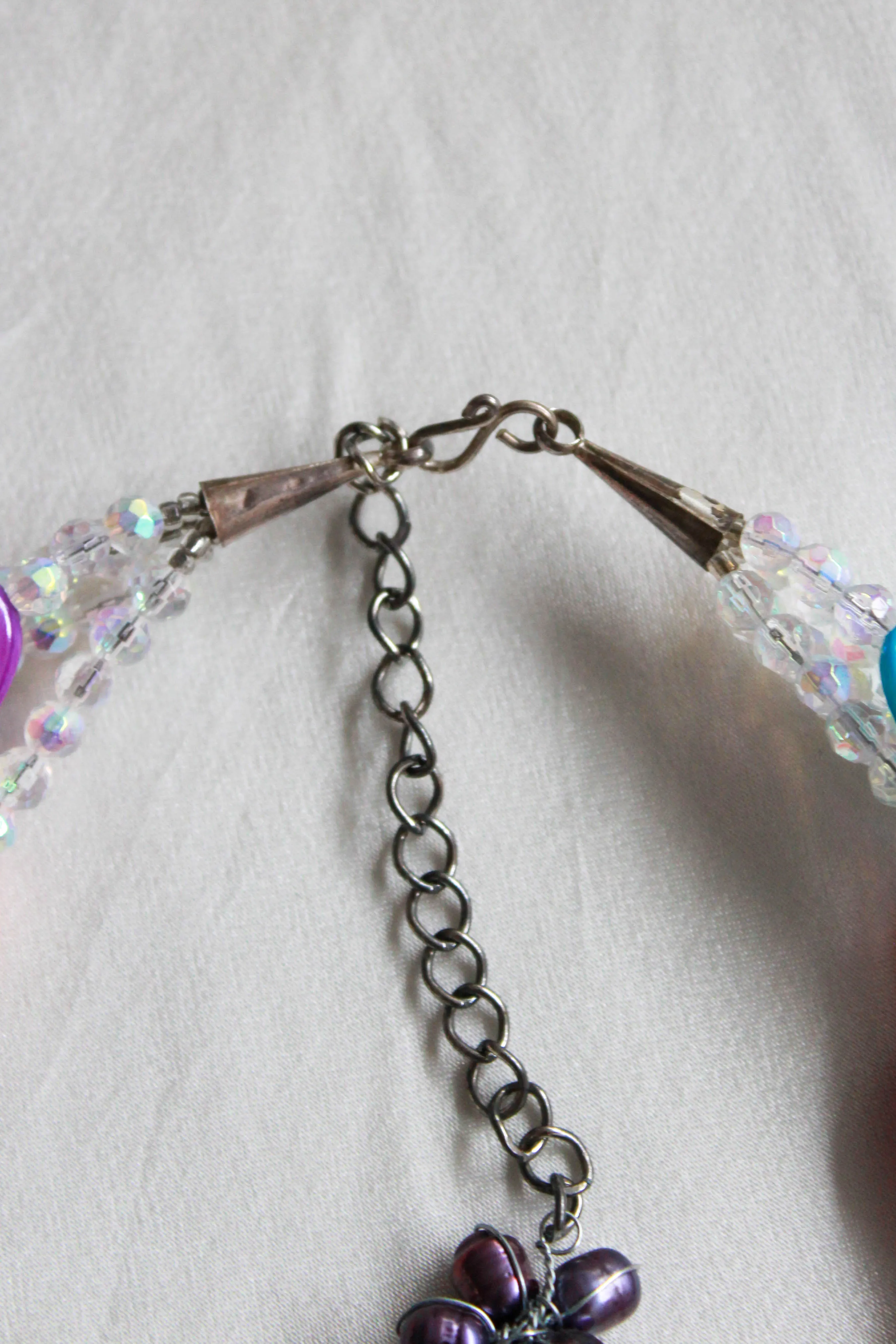 90s/y2k Shell Flower Statement Necklace, Multicolour