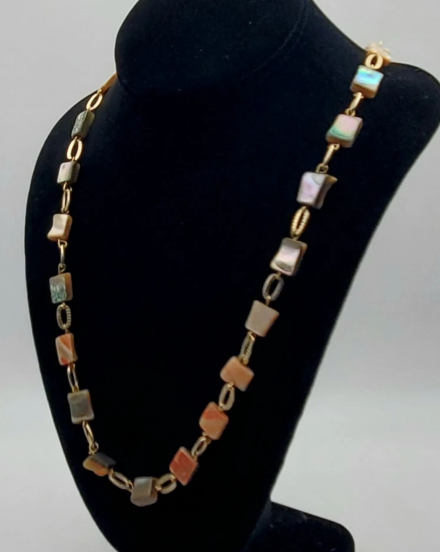 Abalone Shell Gold Tone Chain Necklace - 26"