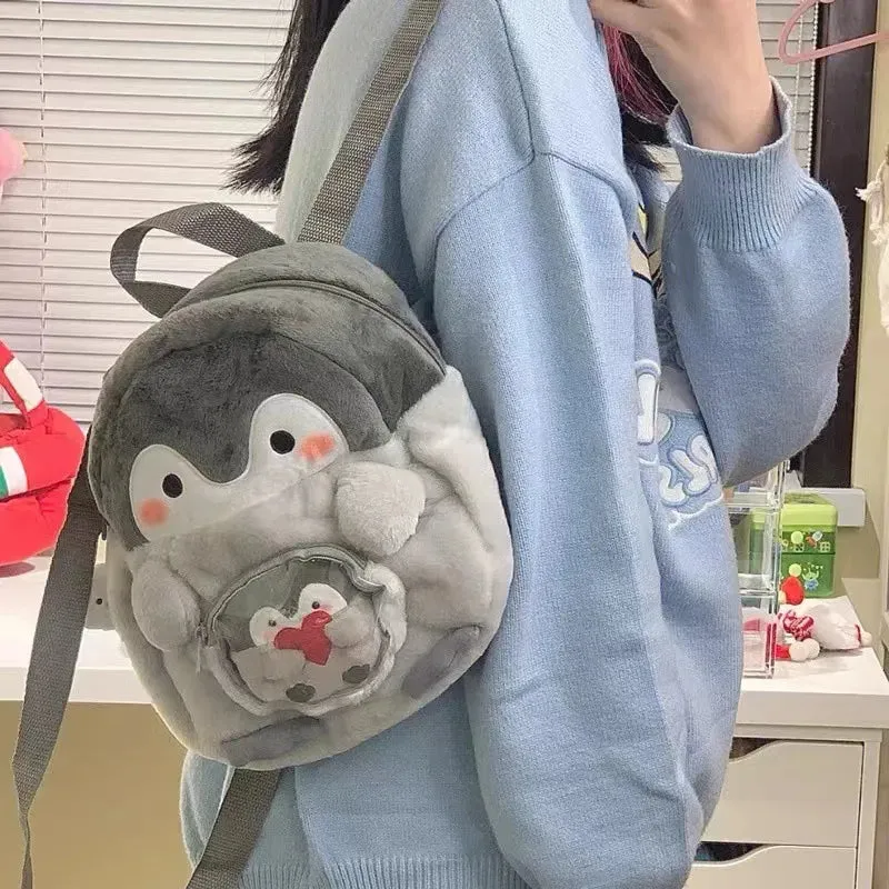 Adorable Grey Penguin Plush Backpack for Kids - Ideal for School & Travel