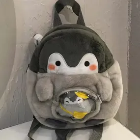 Adorable Grey Penguin Plush Backpack for Kids - Ideal for School & Travel