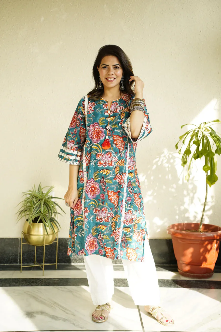 Afghani Chogha Set | Green Floral
