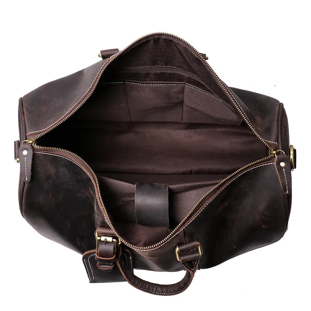 Birthday Gift Simple Vintage Leather Duffel Travel Weekender Bag