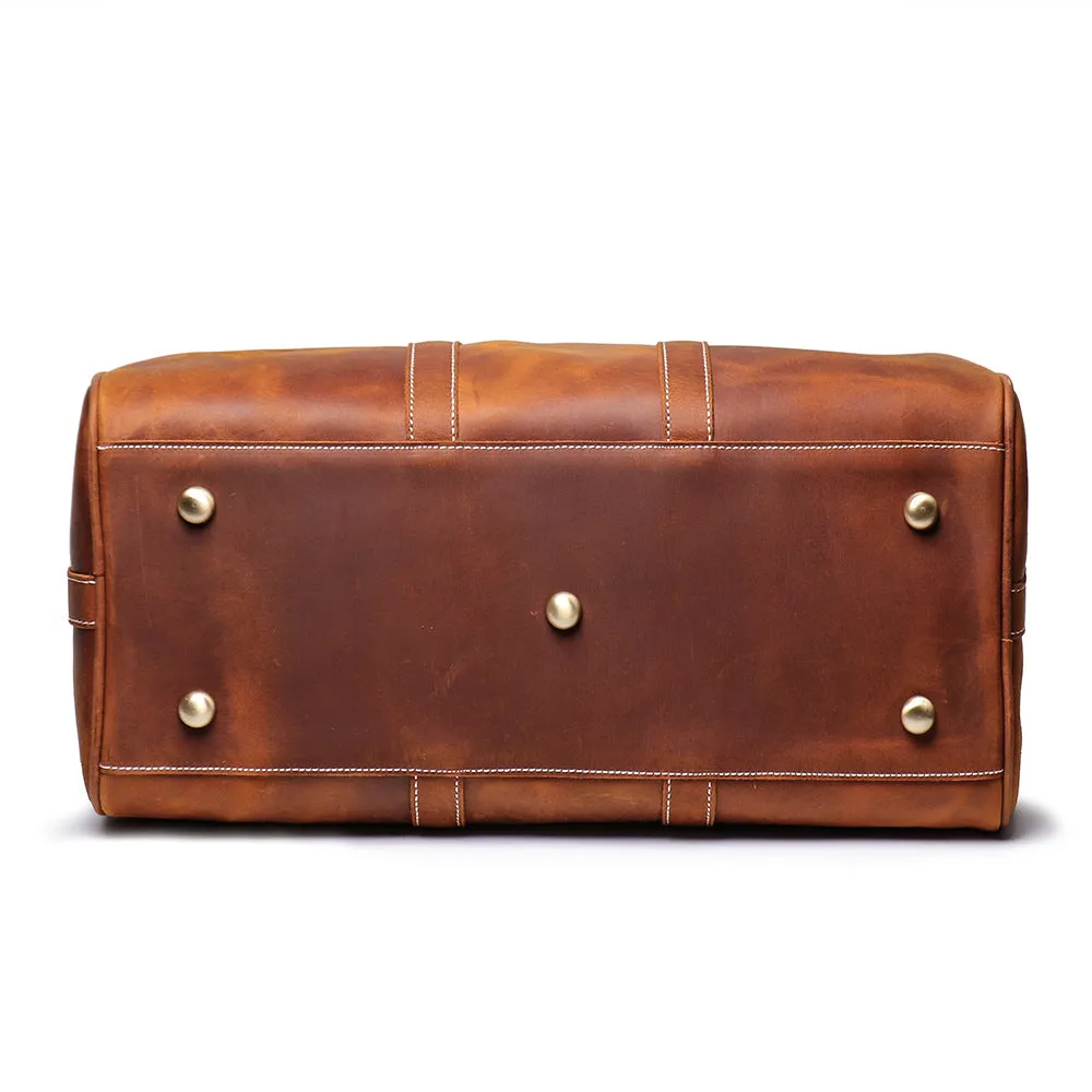Birthday Gift Simple Vintage Leather Duffel Travel Weekender Bag