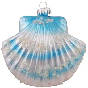 Blue Scallop Shell Glass Ornament