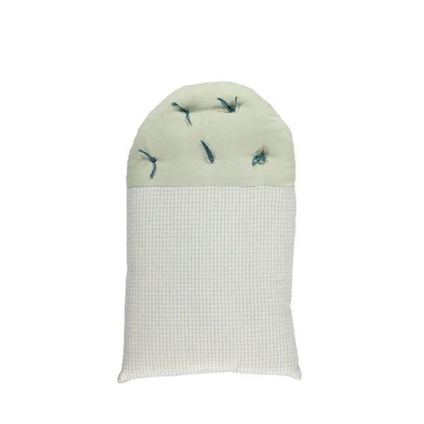 Camomile London Small House Cushion – Double Check Blue/Mint