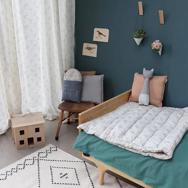 Camomile London Small House Cushion – Minako Cornflower/Mini Check Blue