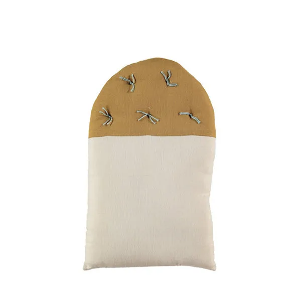 Camomile London Small House Cushion – Stone/Ochre