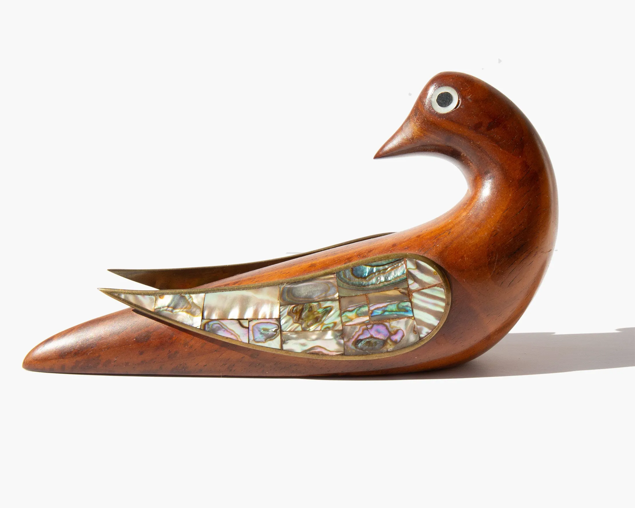 Carved Wood and Abalone Dove