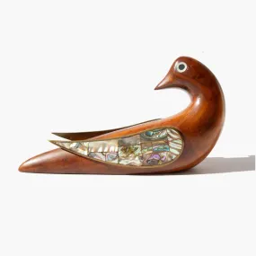 Carved Wood and Abalone Dove