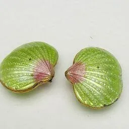 Cloisonne Shell Bead, Green 20mm