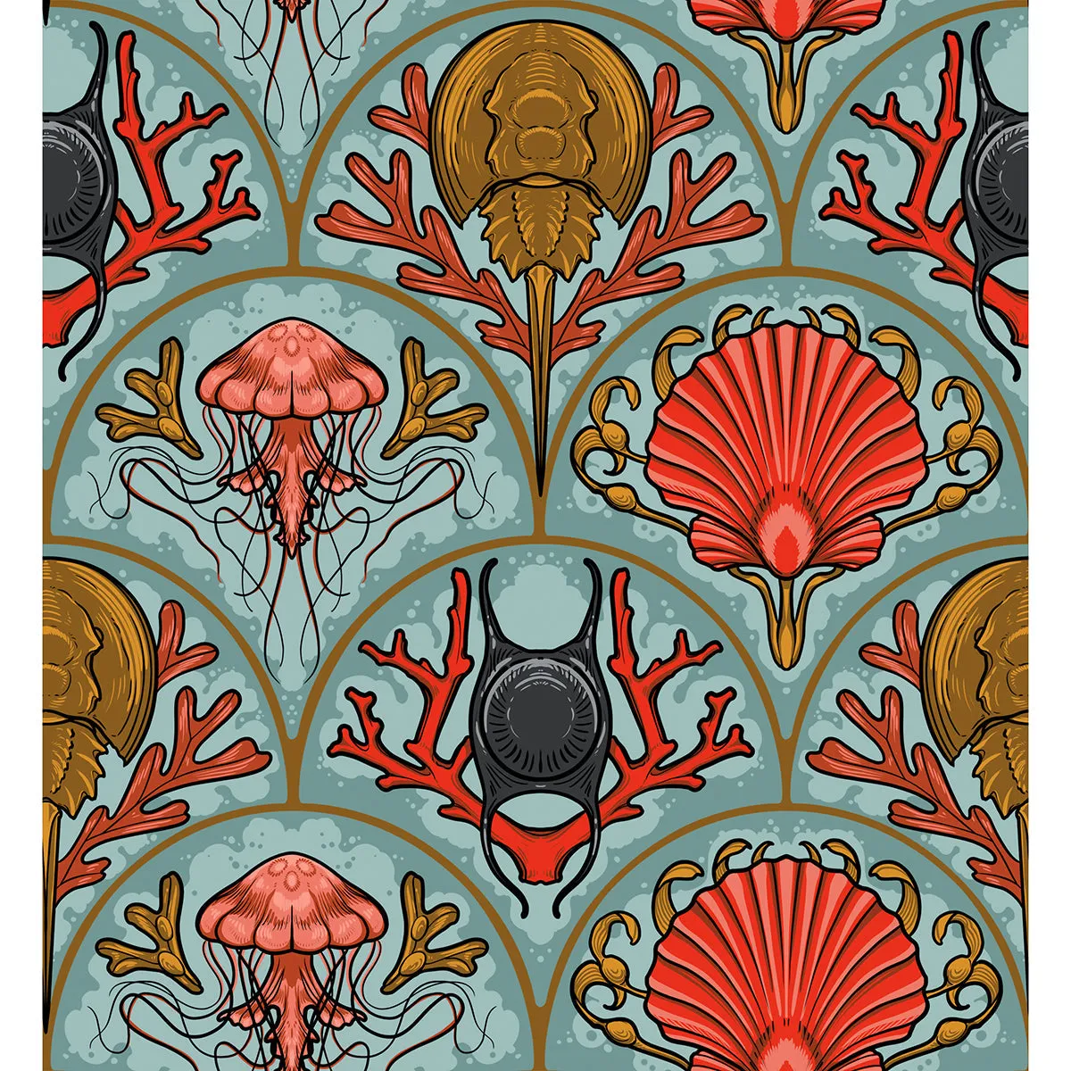 Club Hauer - Mariana - Scallops by the Seashore in Aqua
