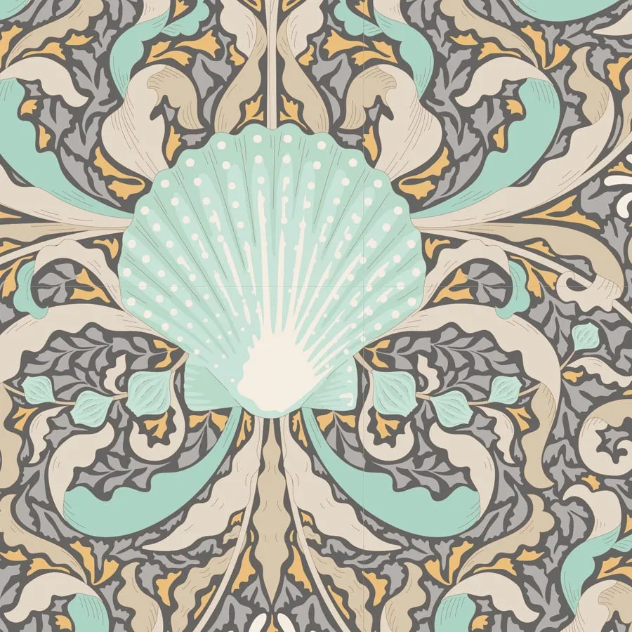 Cotton Beach - Scallop Shell in Grey - 100326 - Half Yard