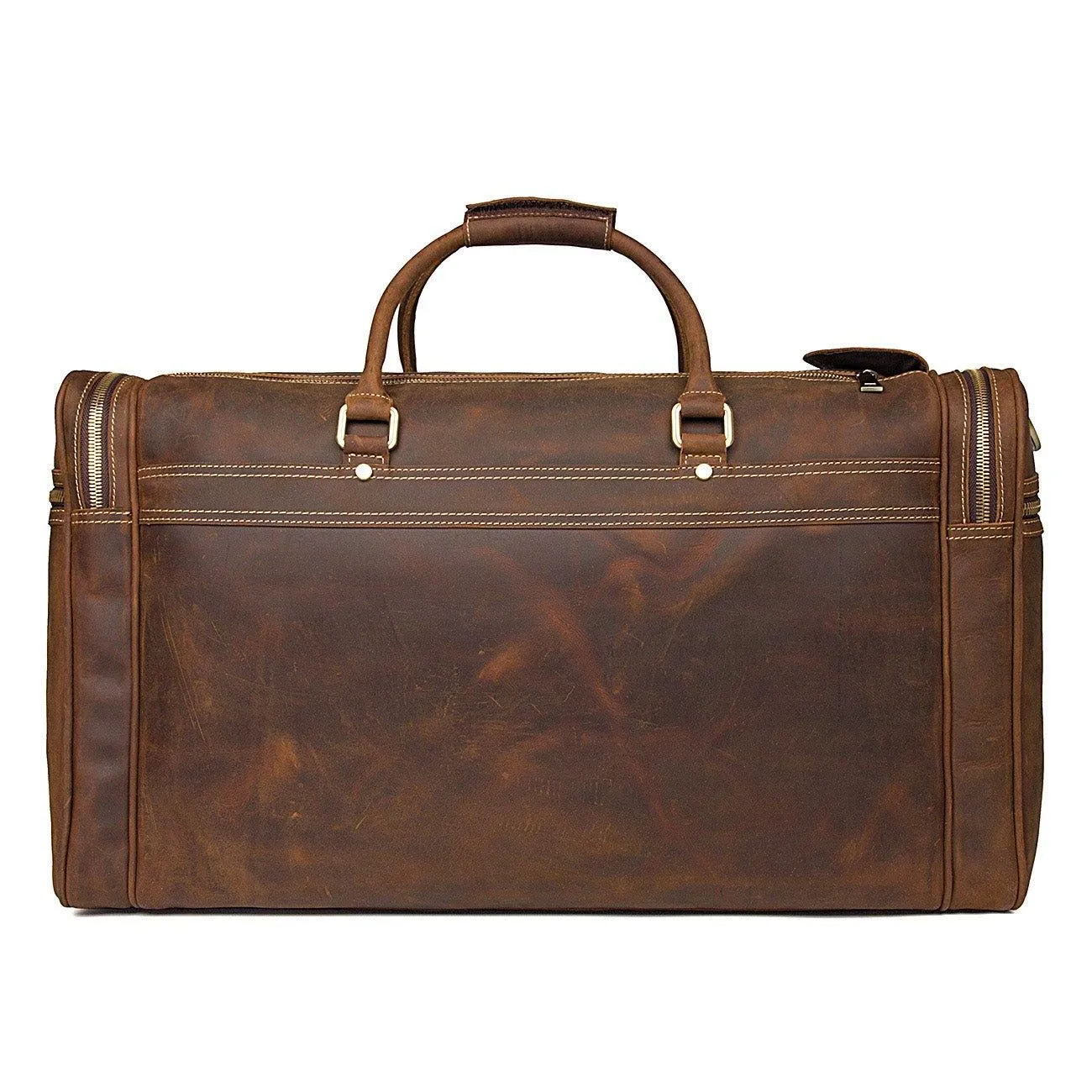 Crazy Horse Leather Weekend Bag Men Large Brown
