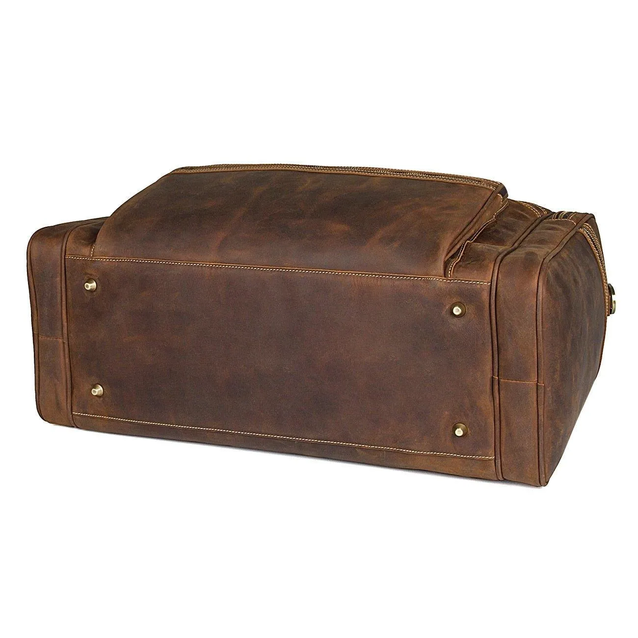 Crazy Horse Leather Weekend Bag Men Large Brown