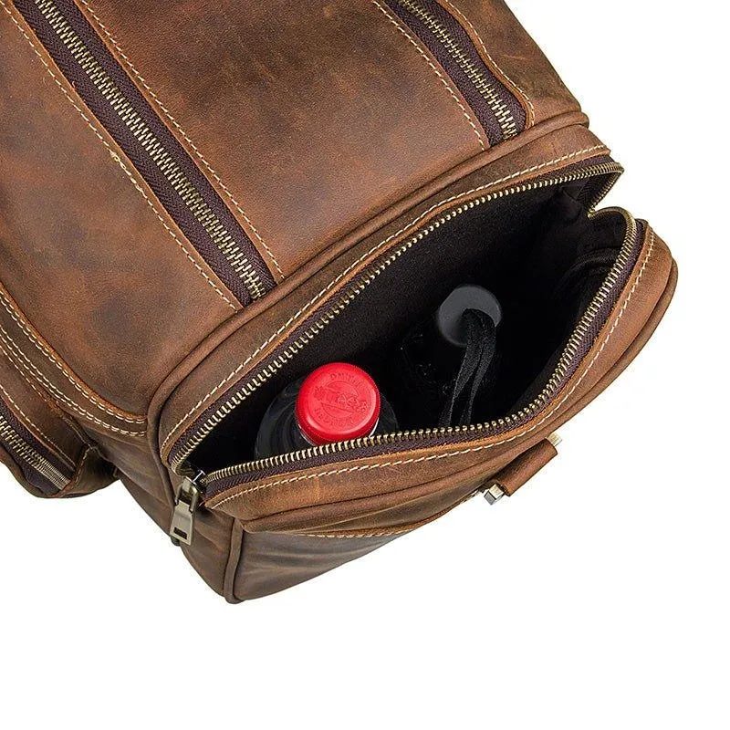 Crazy Horse Leather Weekend Bag Men Large Brown