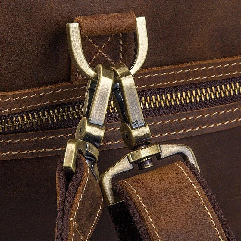 Crazy Horse Leather Weekend Bag Men Large Brown
