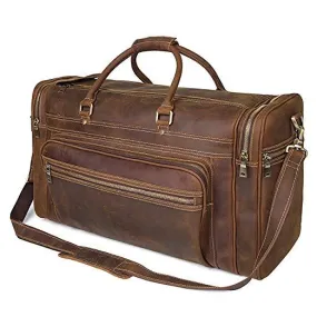 Crazy Horse Leather Weekend Bag Men Large Brown