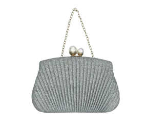 Crystale Shimmer Pleated Pearl Clutch