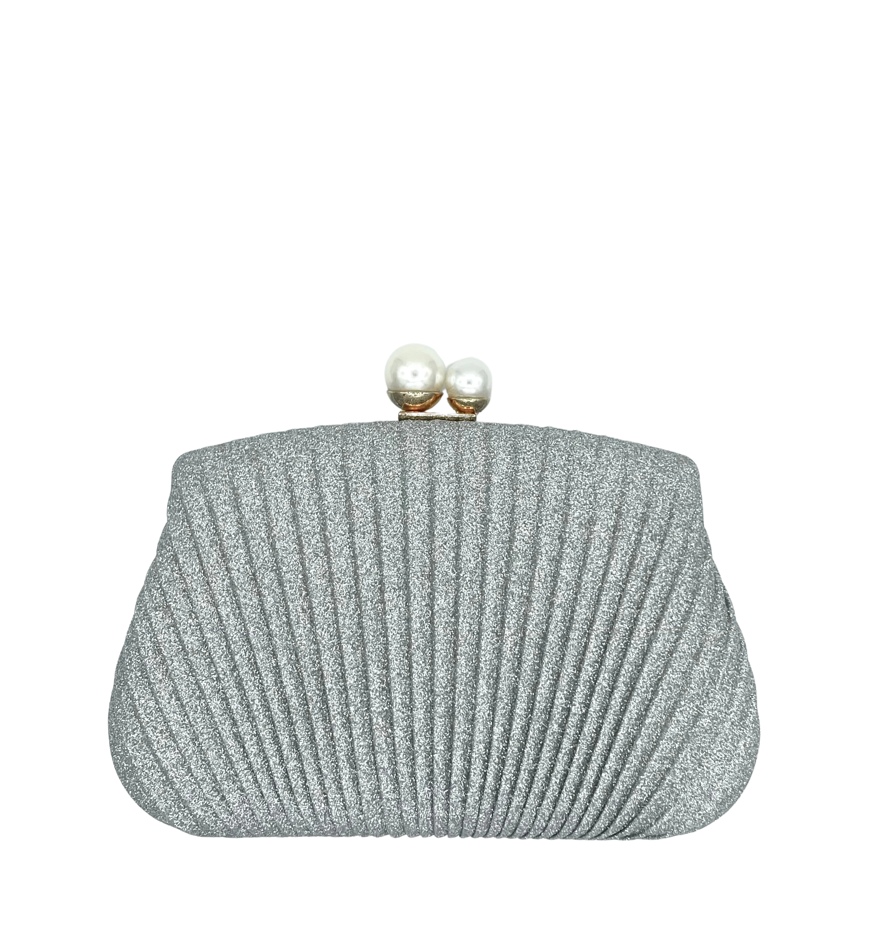 Crystale Shimmer Pleated Pearl Clutch