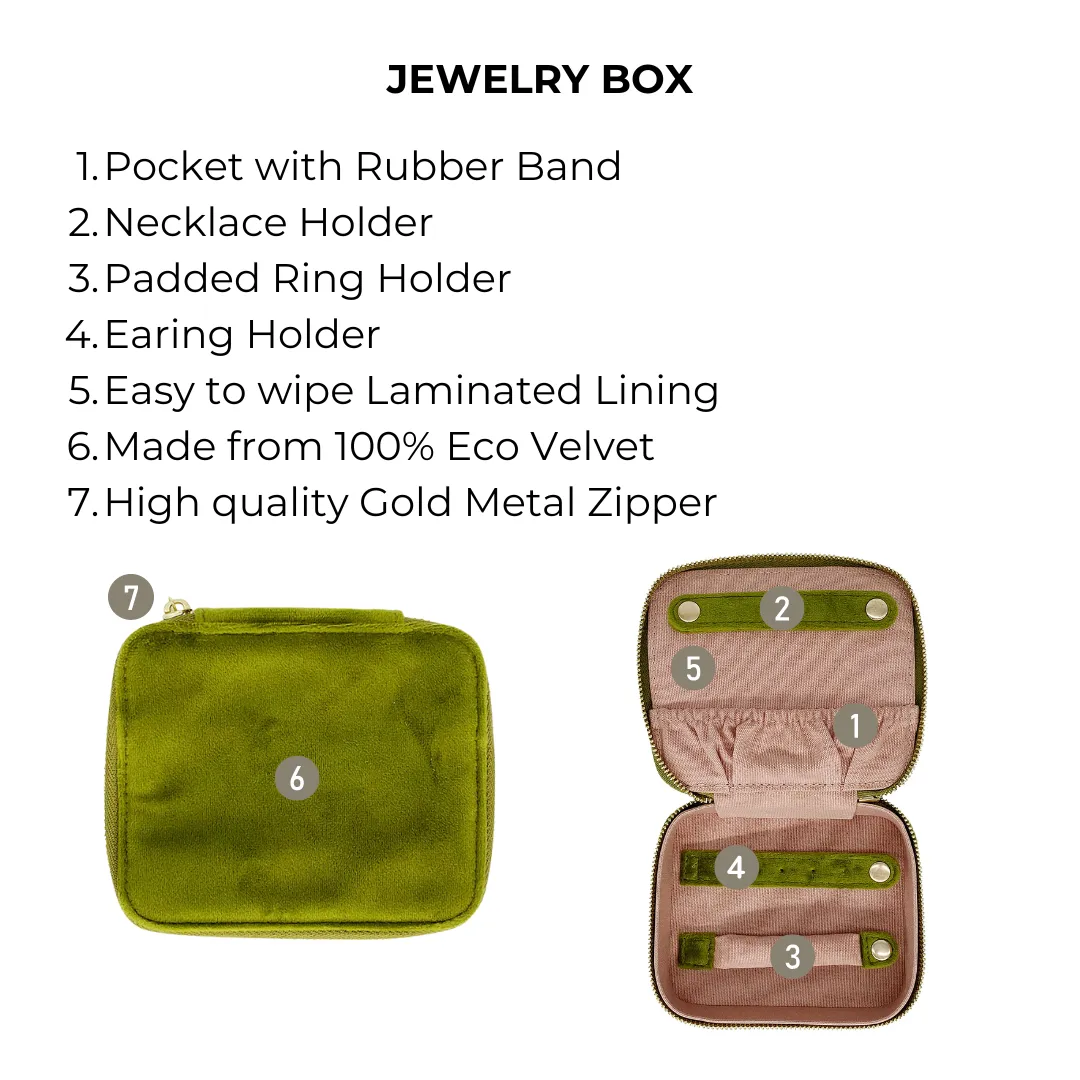 Cute Jewelry Box, Monogrammable, Green Recycled Velvet