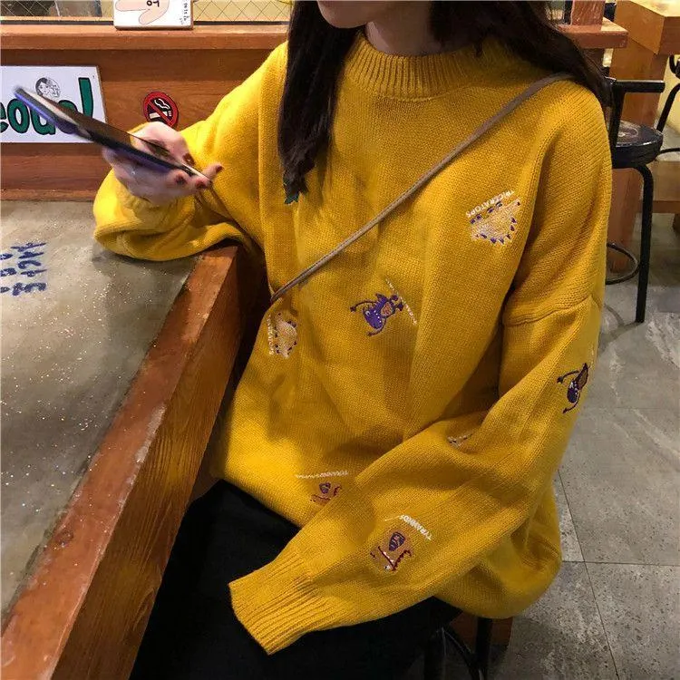 Cute Tiny Dinosaurs Tumblr Aesthetic Colorful Sweater
