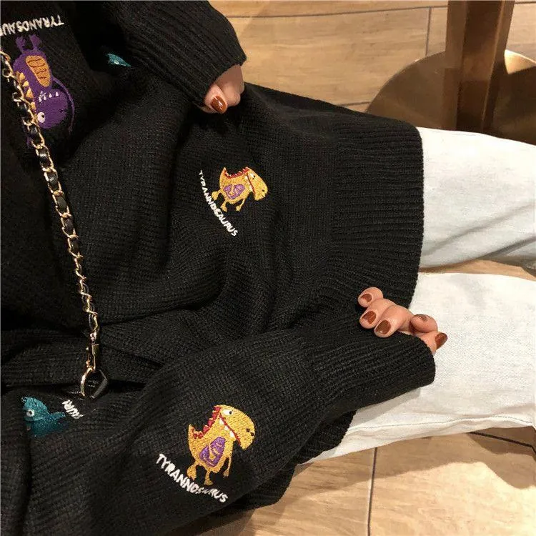 Cute Tiny Dinosaurs Tumblr Aesthetic Colorful Sweater
