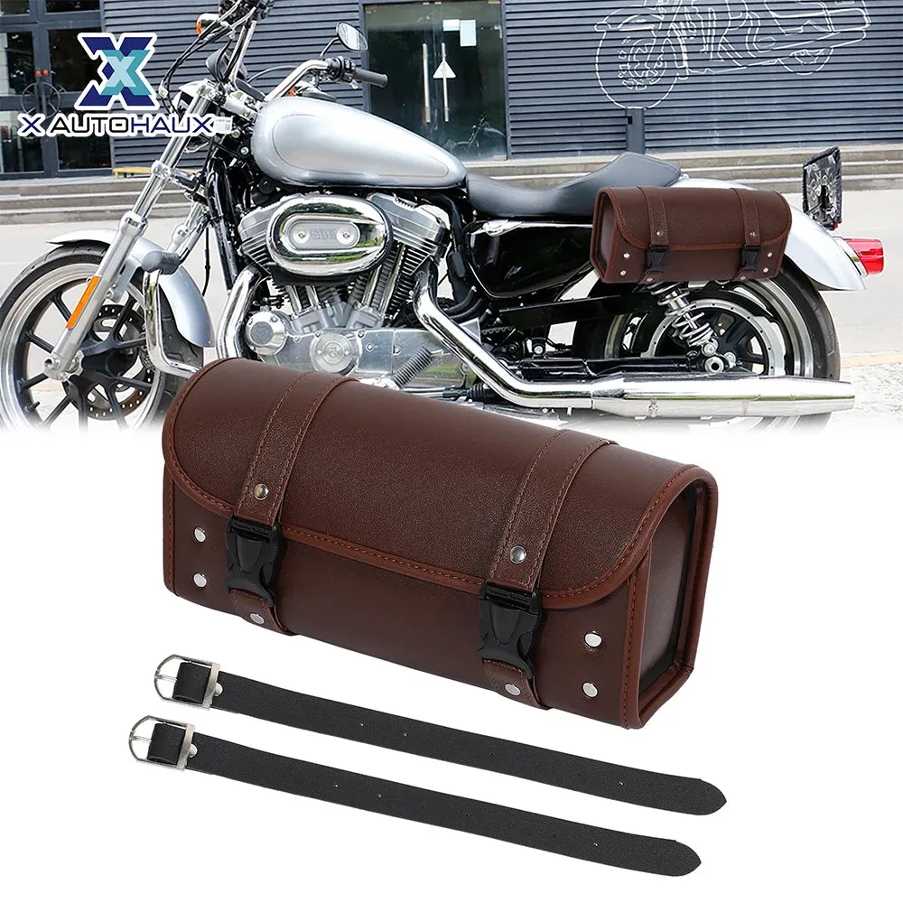 Faux Leather Motorcycle Handlebar Tool Bag