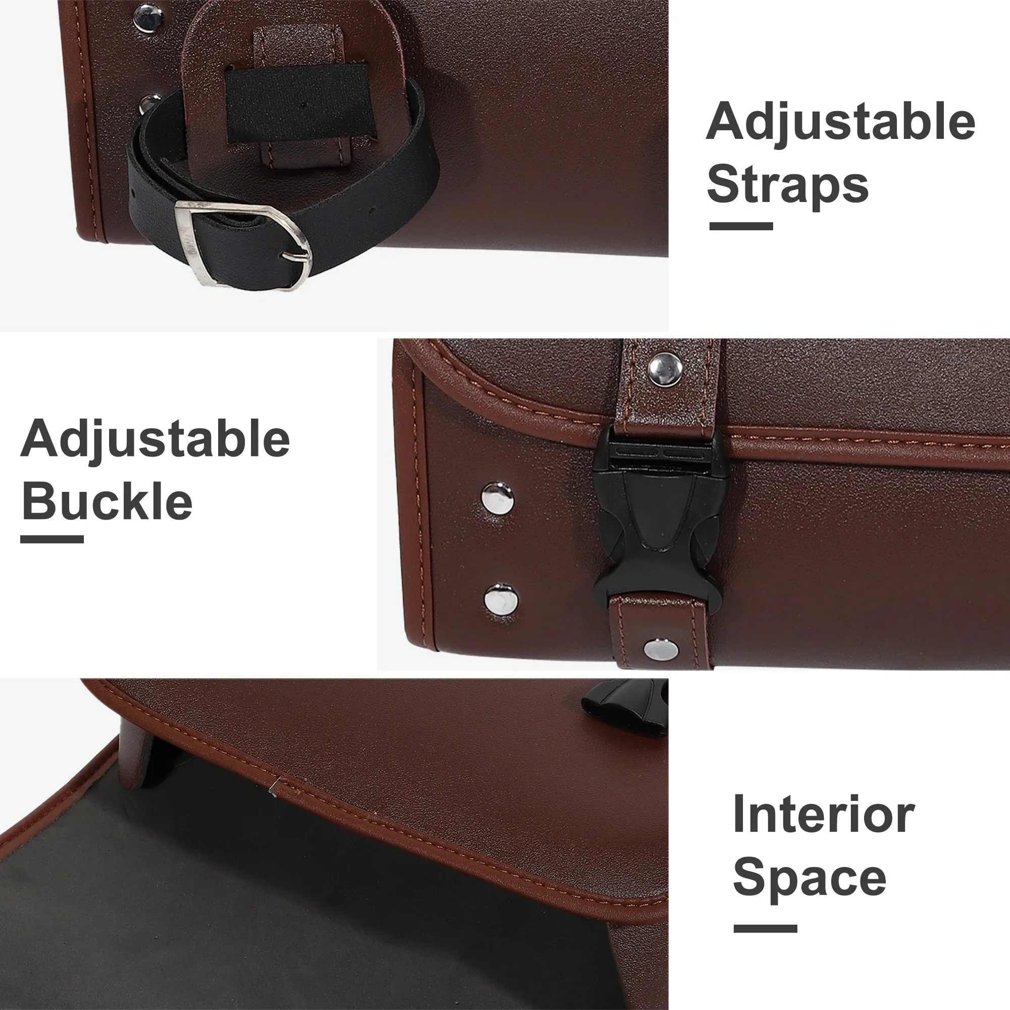 Faux Leather Motorcycle Handlebar Tool Bag