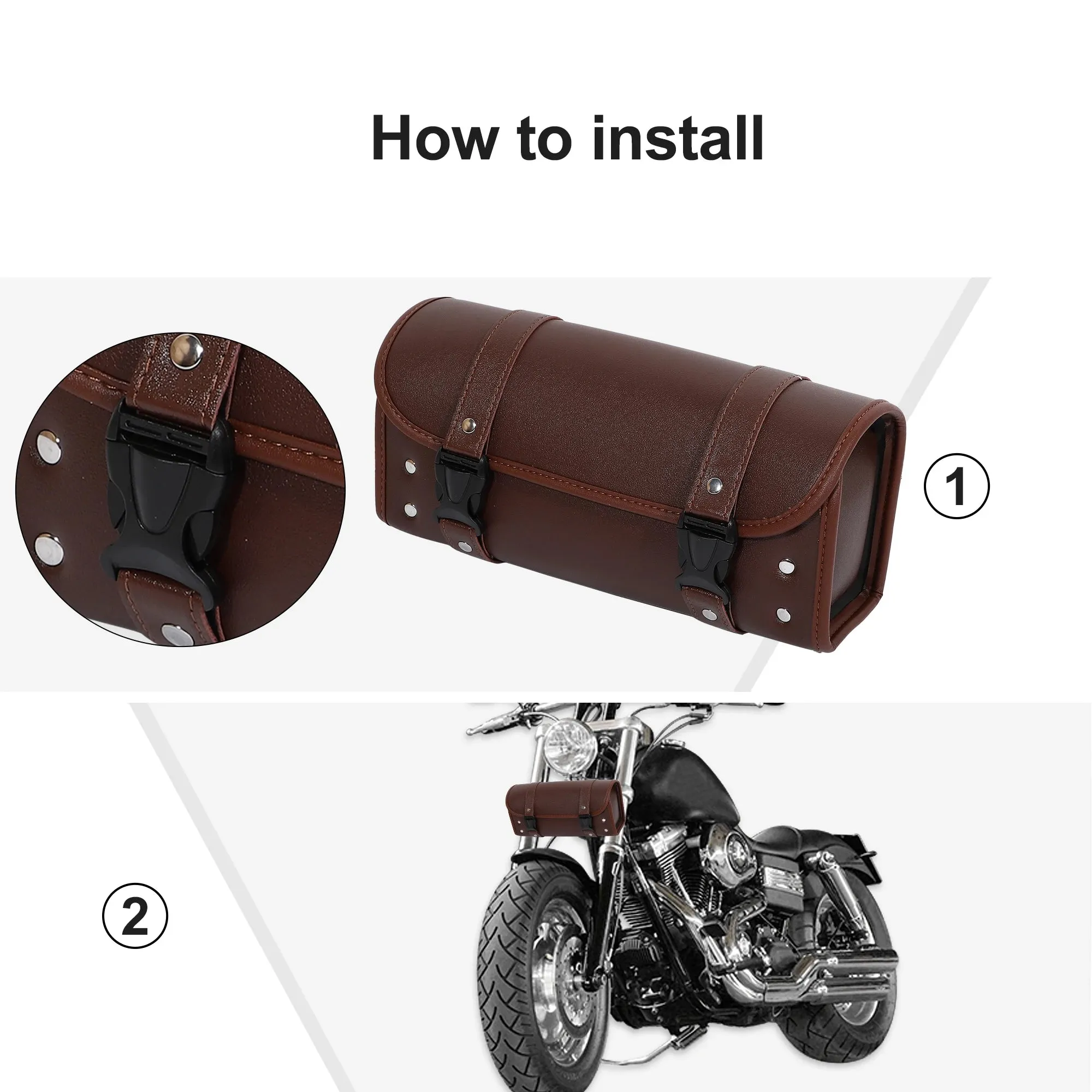 Faux Leather Motorcycle Handlebar Tool Bag