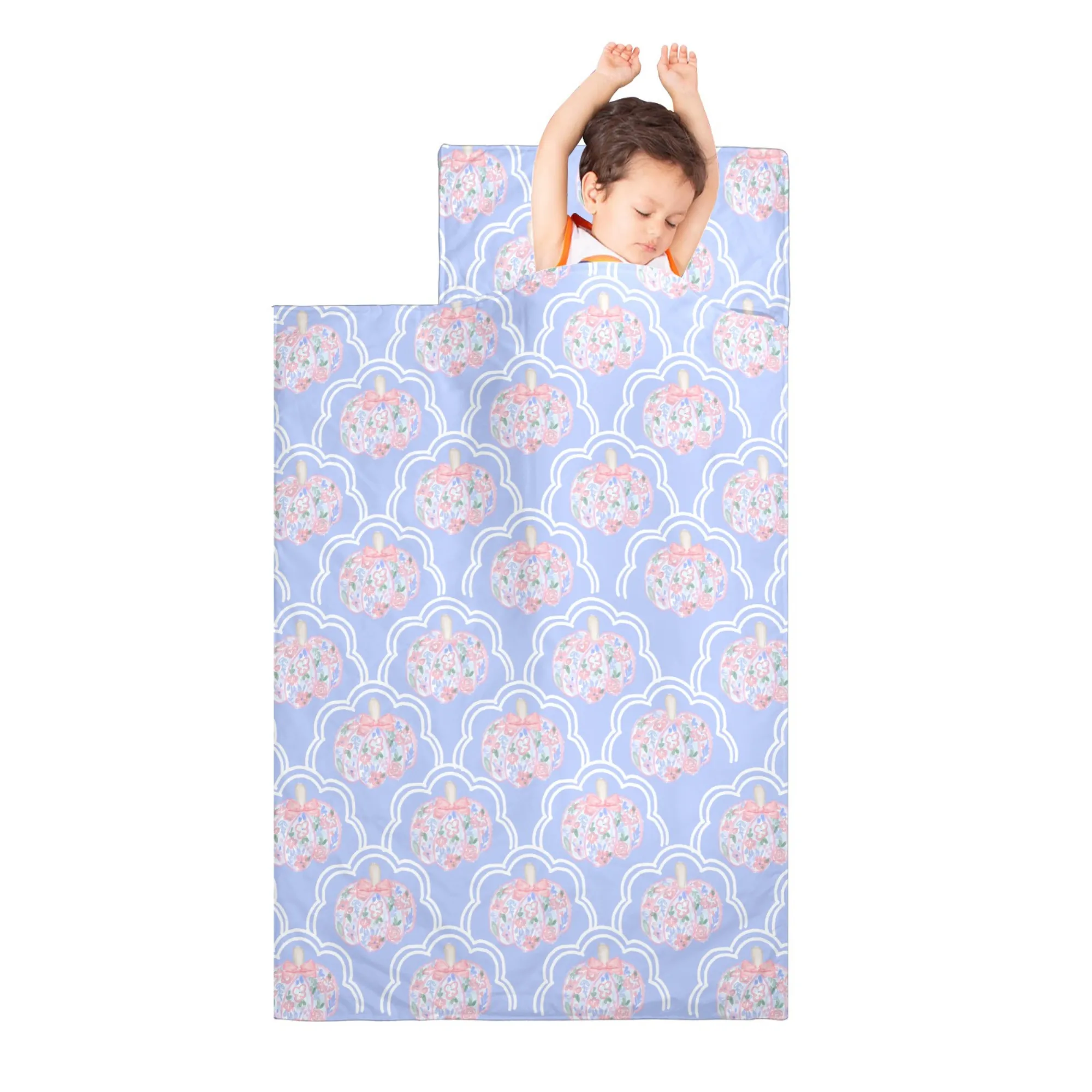 Floral Pumpkin Kids' Long Sleeping Bag | A Catchy Blend of Comfort & Style | Lightweight and Durable Sleeping Bag for Kids