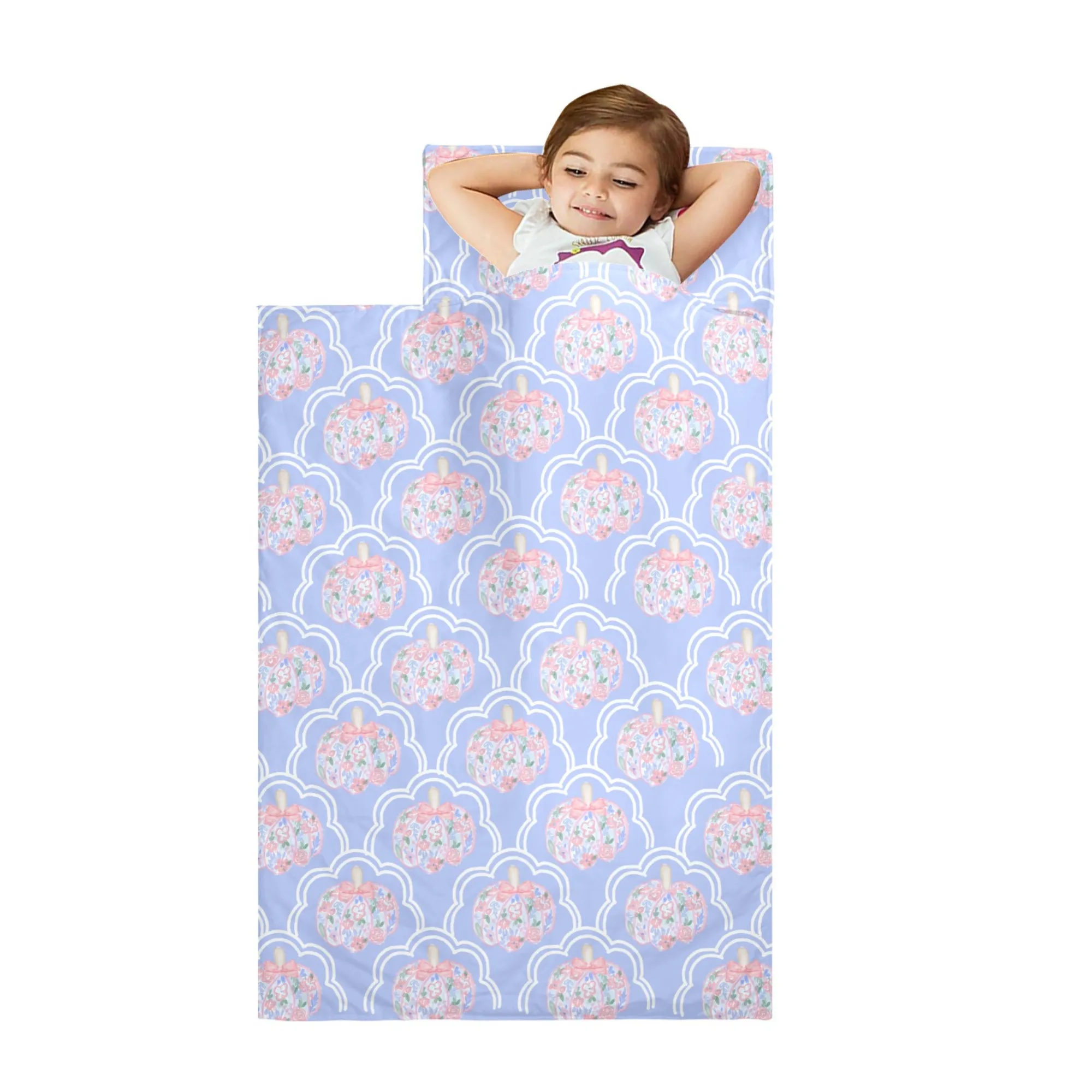 Floral Pumpkin Kids' Long Sleeping Bag | A Catchy Blend of Comfort & Style | Lightweight and Durable Sleeping Bag for Kids