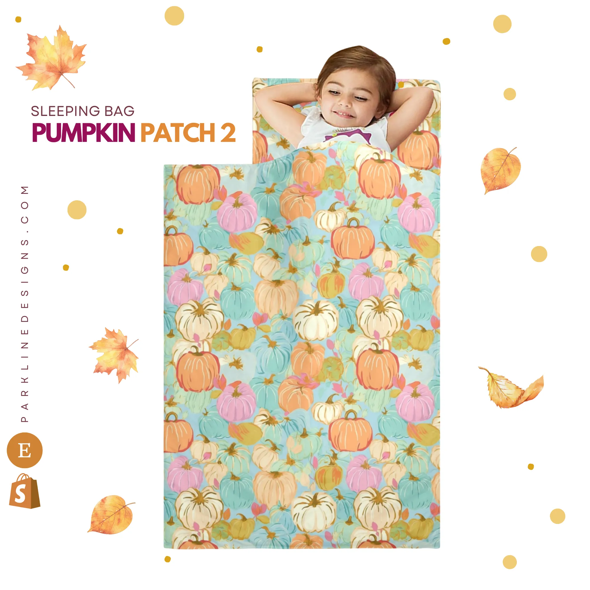 Floral Pumpkin Kids' Long Sleeping Bag | A Catchy Blend of Comfort & Style | Lightweight and Durable Sleeping Bag for Kids