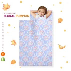 Floral Pumpkin Kids' Long Sleeping Bag | A Catchy Blend of Comfort & Style | Lightweight and Durable Sleeping Bag for Kids