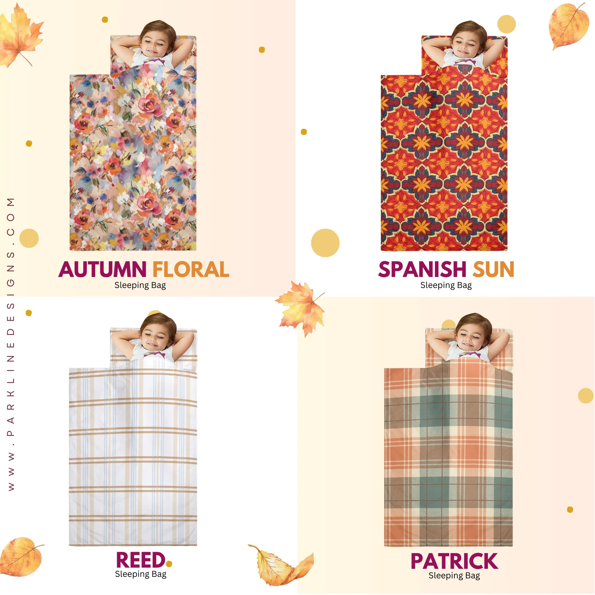 Floral Pumpkin Kids' Long Sleeping Bag | A Catchy Blend of Comfort & Style | Lightweight and Durable Sleeping Bag for Kids