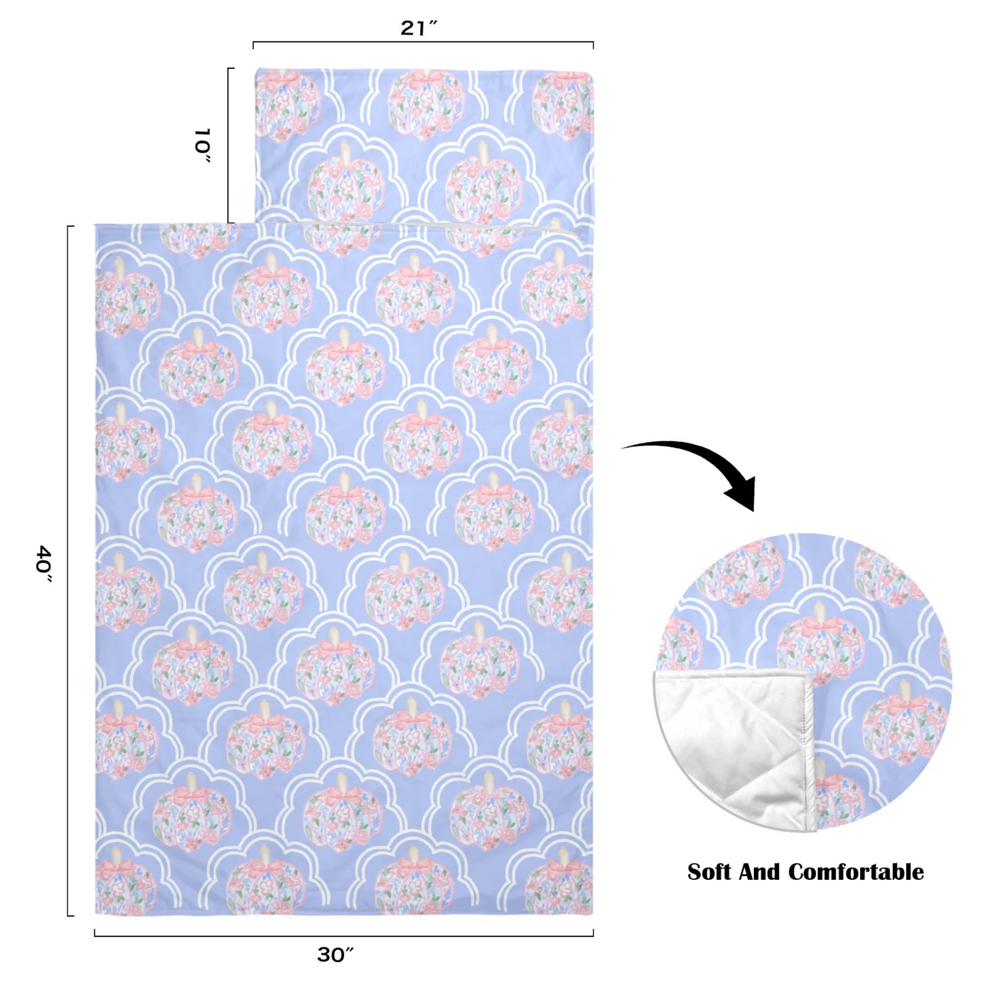 Floral Pumpkin Kids' Long Sleeping Bag | A Catchy Blend of Comfort & Style | Lightweight and Durable Sleeping Bag for Kids