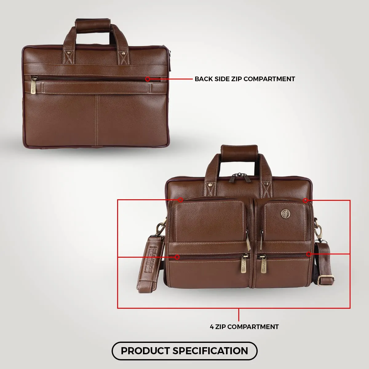 Genuine Leather Office Bag for Men - Fits Up to 16 Inch Laptop/MacBook