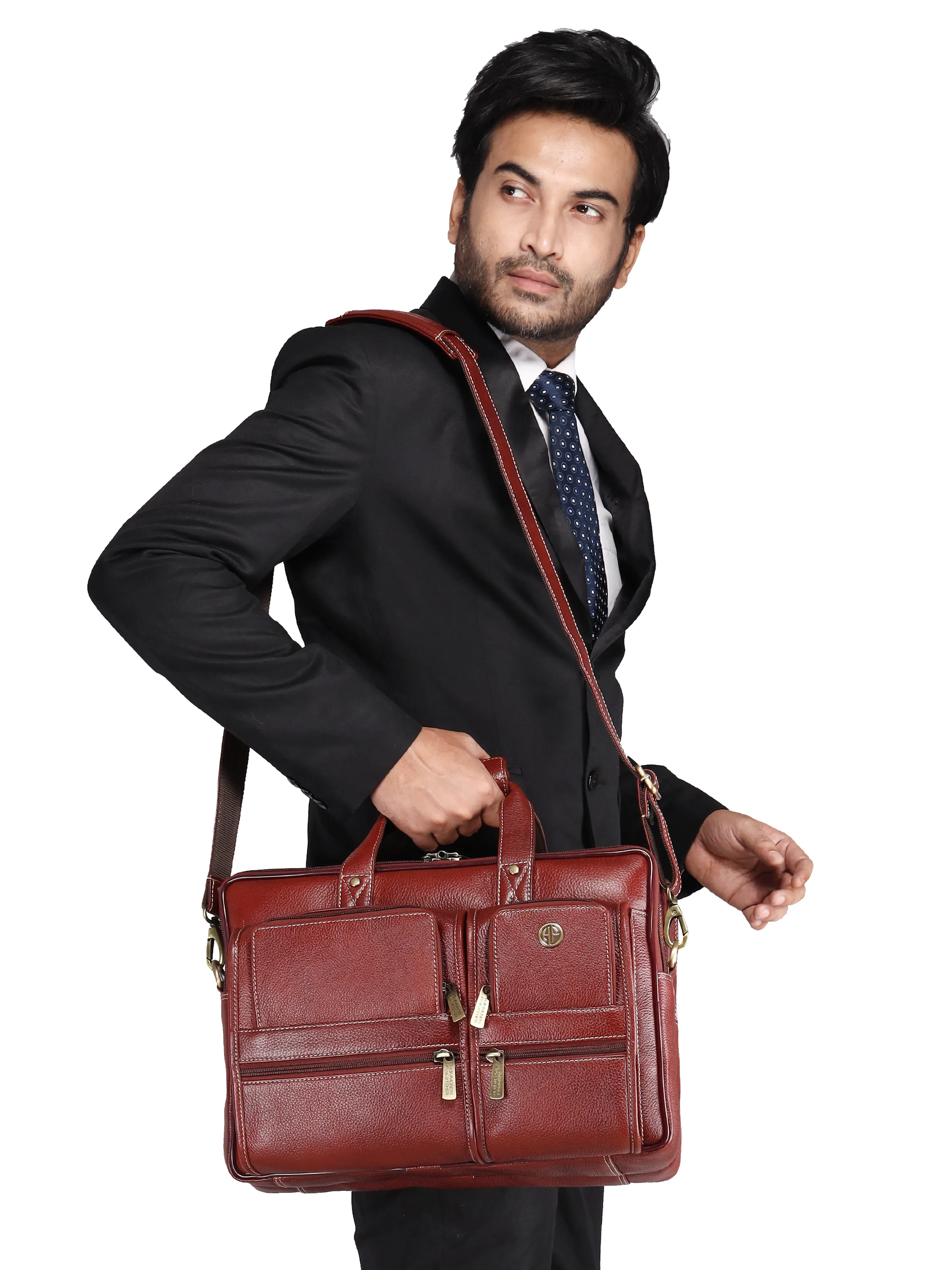 Genuine Leather Office Bag for Men - Fits Up to 16 Inch Laptop/MacBook