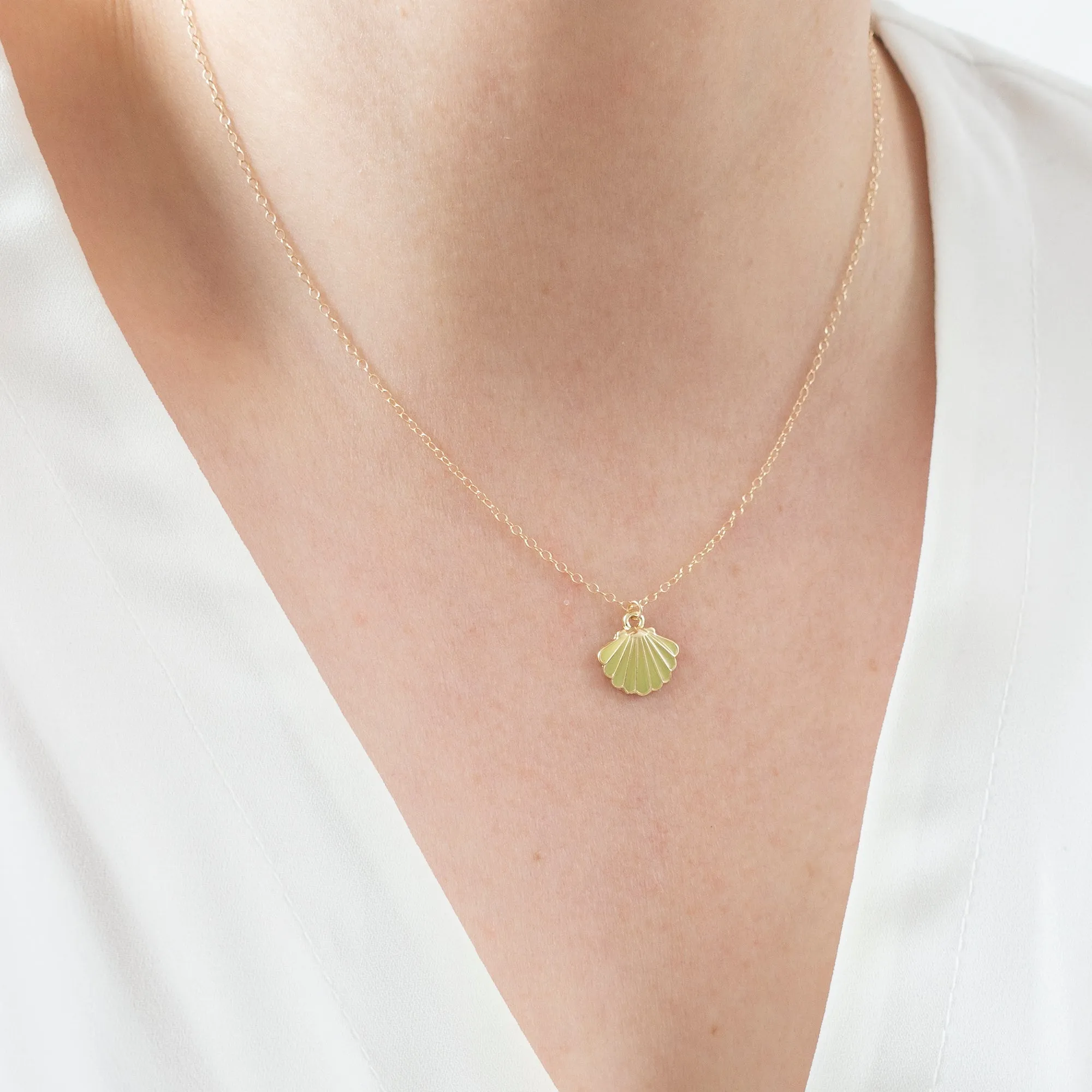 Gold Enamel Shell Necklace