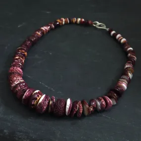 Graduated Spiny Oyster Shell Ruthie B. Necklace with Barnacles