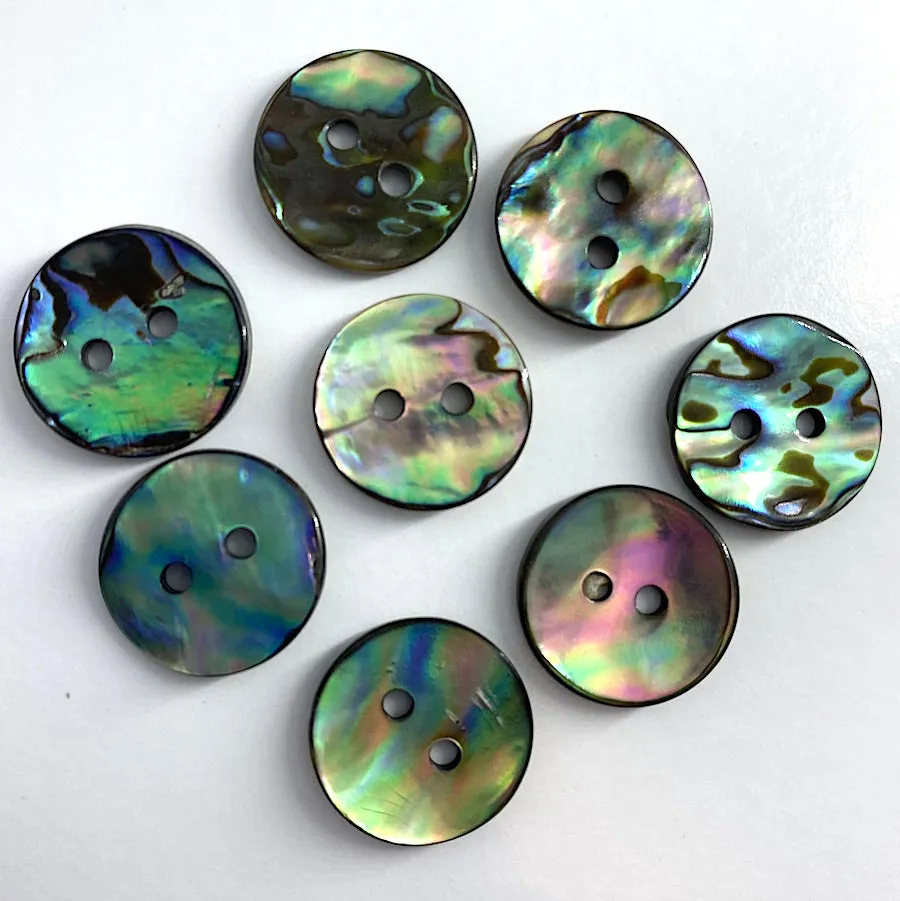Greens & Blues Vivid Abalone 5/8" / 15mm, Pack of 8 for $11.20  #0034
