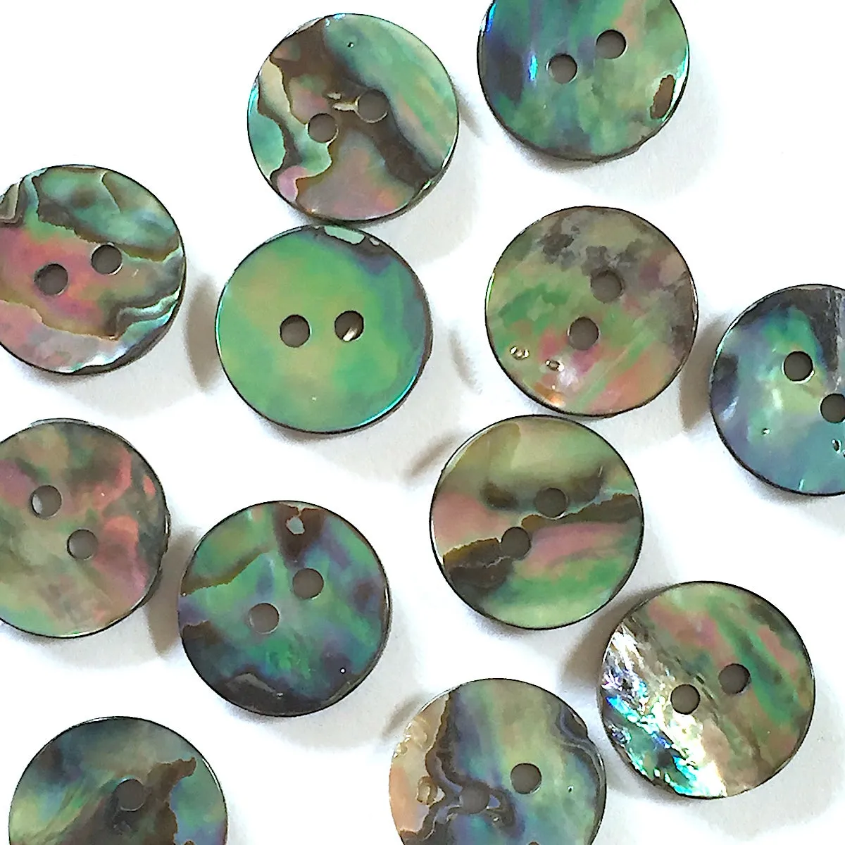 Greens & Blues Vivid Abalone 5/8" / 15mm, Pack of 8 for $11.20  #0034
