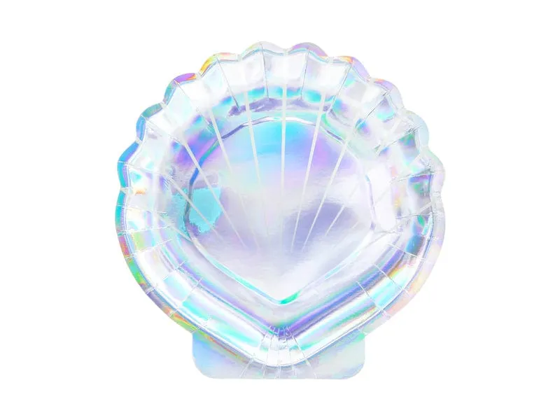Iridescent Mermaid Shell Shaped Party Plates x 6