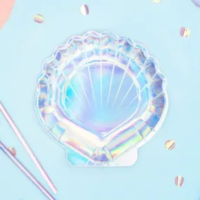 Iridescent Mermaid Shell Shaped Party Plates x 6