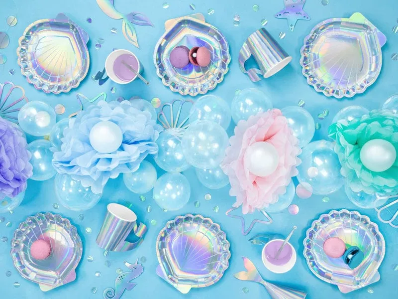 Iridescent Mermaid Shell Shaped Party Plates x 6