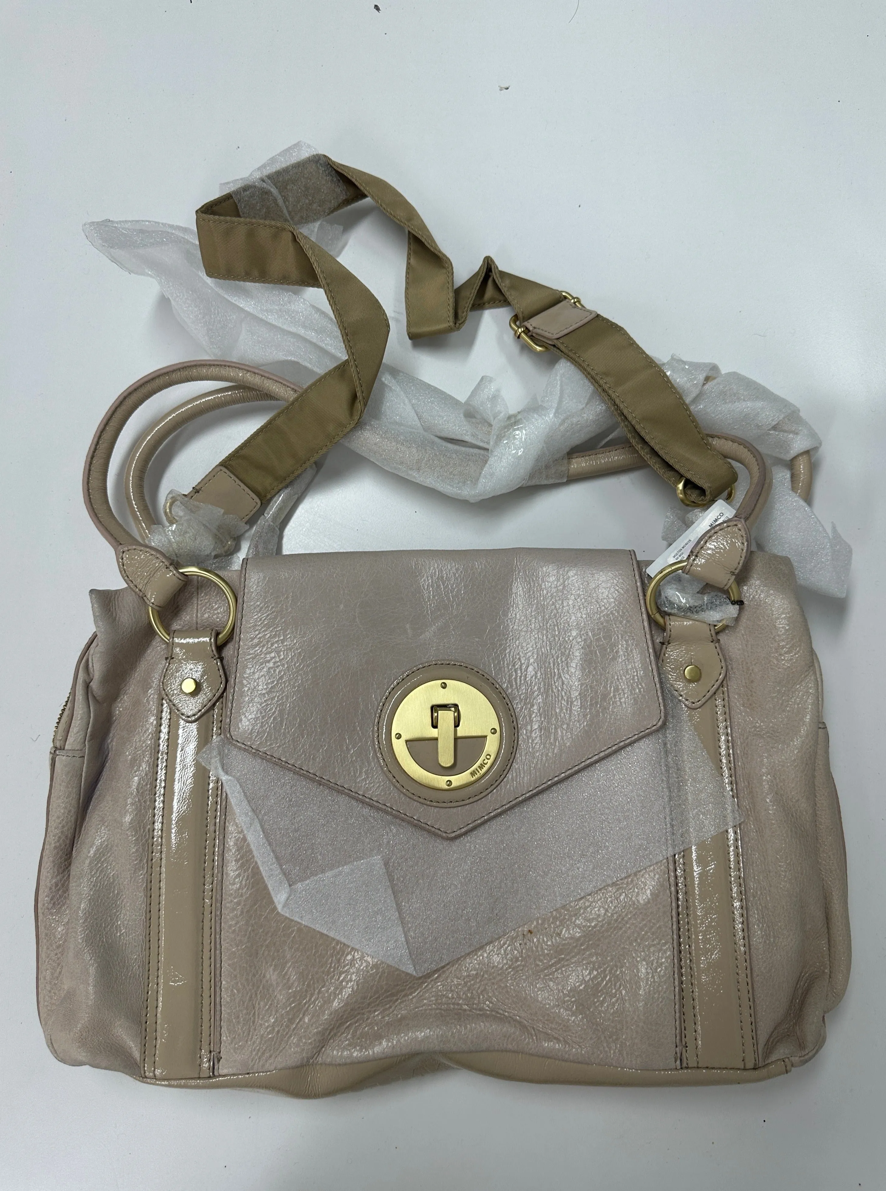 Ivory Leather Molten Worker Tote Bag